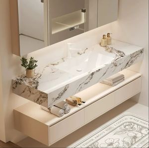 Banyo makyaj aynası kabine su geçirmez duvar için Modern fabrika yapımı köşe LED ışık ve çekmece ile monte - Product Image 2