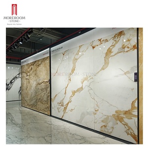 Pierre frittée pour mur TV moderne, dalle en porcelaine 1200*2400, Calacatta Gold, grandes dalles en porcelaine - Product Image 2