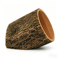 Lit pour chat en tronc d'arbre creux en chêne naturel, petite taille, coussin en peluche doux amovible, cachette rustique pour animaux de compagnie d'intérieur