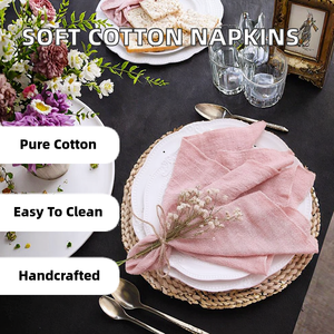 Serviettes en gaze de coton 100% naturel, douces, réutilisables, vintage, traditionnelles, faites à la main, roses, 16,5 pouces, pour la maison, la cuisine, les mariages - Product Image 2