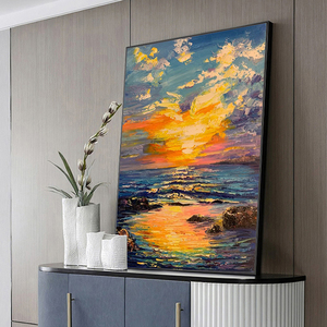 Decoración de Pared Interior, Mural, Pintura al Óleo 100% Hecha a Mano, Arte Decorativo, Lienzo Texturizado, Póster, Decoración de Sala de Estar, Paisaje Marino Pintado - Product Image 3