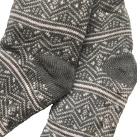 Chaussettes pantoufles en sherpa pour Noël - Jacquard floral antidérapant en polyester/spandex, chaussettes thermiques pour la maison et l'hiver