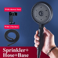 Pommeau de douche à main haute pression en plastique ABS avec tuyau Buse de nettoyage facile Ensemble de douche à main Chrome noir