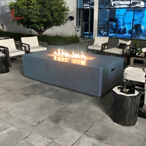 Fogata de hormigón Mesa de fuego de hormigón Patio Mesa de fogata de propano al aire libre Mesa rectangular con fuego - Product Image 1