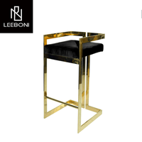Tabouret de bar haut en acier inoxydable de style moderne vintage personnalisé, design tendance, chaise de bar en velours