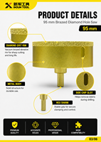 Foret diamanté pour céramique, porcelaine, marbre et granit - Scie cloche à mandrin SDS M14