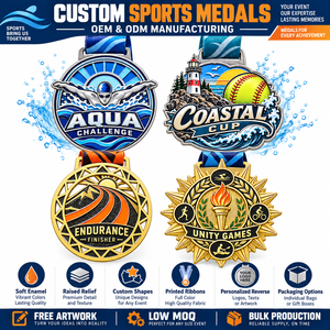 Custom Sports Competition Soft Enamel Medals for Swimming Softball and Endurance Events with Personalized Printed Ribbons - Product Image 4