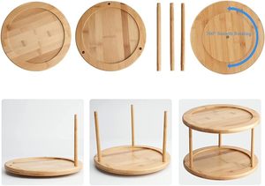 Étagère à épices rotative en bambou, étagère fonctionnelle pour la cuisine - Product Image 4