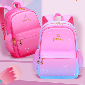 Sesame Girl <b>School</b> <b>Backpack</b> 15 Inches Gradient Starry Sky <b>Waterproof</b> For Grades 1-6 - Product Image 1