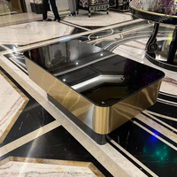 Table basse en verre trempé et marbre éclairé avec sièges en acier inoxydable pour KTV, bars et clubs - Design moderne minimaliste