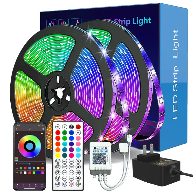 Hot bán New Full Kit 5m 5050 RGB LED Strips ánh sáng với Power Adapter và USB 24 44 Key IR từ xa LED Strip Kit