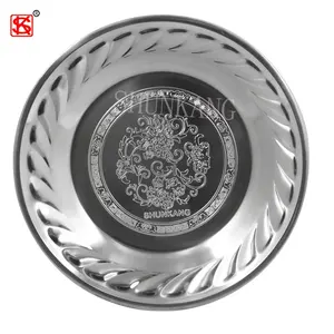Embossed mirror serving platter/ Africa stainless steel Dinner Plate for fruit and vegetable tray