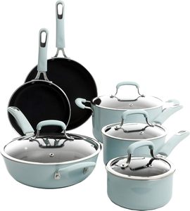 Juego de Utensilios de Cocina Personalizado de 10 Piezas, Ollas y Sartenes Antiadherentes, Tapa de Vidrio, Base Multicapa, Estilo Americano, Wok, Baquelita - Product Image 2