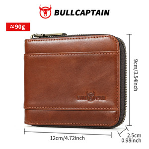 Portefeuille en cuir véritable BULLCAPTAIN pour homme, avec pince à billets, porte-cartes de crédit et porte-monnaie. - Product Image 5