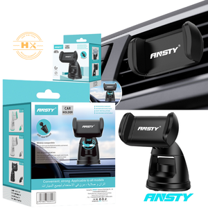Support de téléphone de voiture Ansty HD-14, rotation à 360°, montage facile 2-en-1 pour tous les téléphones, support de téléphone portable pliable 2-en-1 - Product Image 1