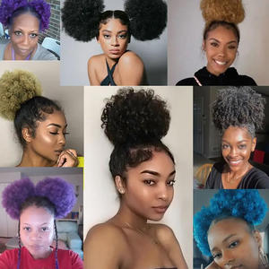 Ciocche di <span class=keywords><strong>Capelli</strong></span> Afro Africani Popolari e Vendute, Chignon a Coda di Cavallo per Mercato Europeo e Americano, Non-Remy <span class=keywords><strong>Capelli</strong></span> Umani - Product Image 4