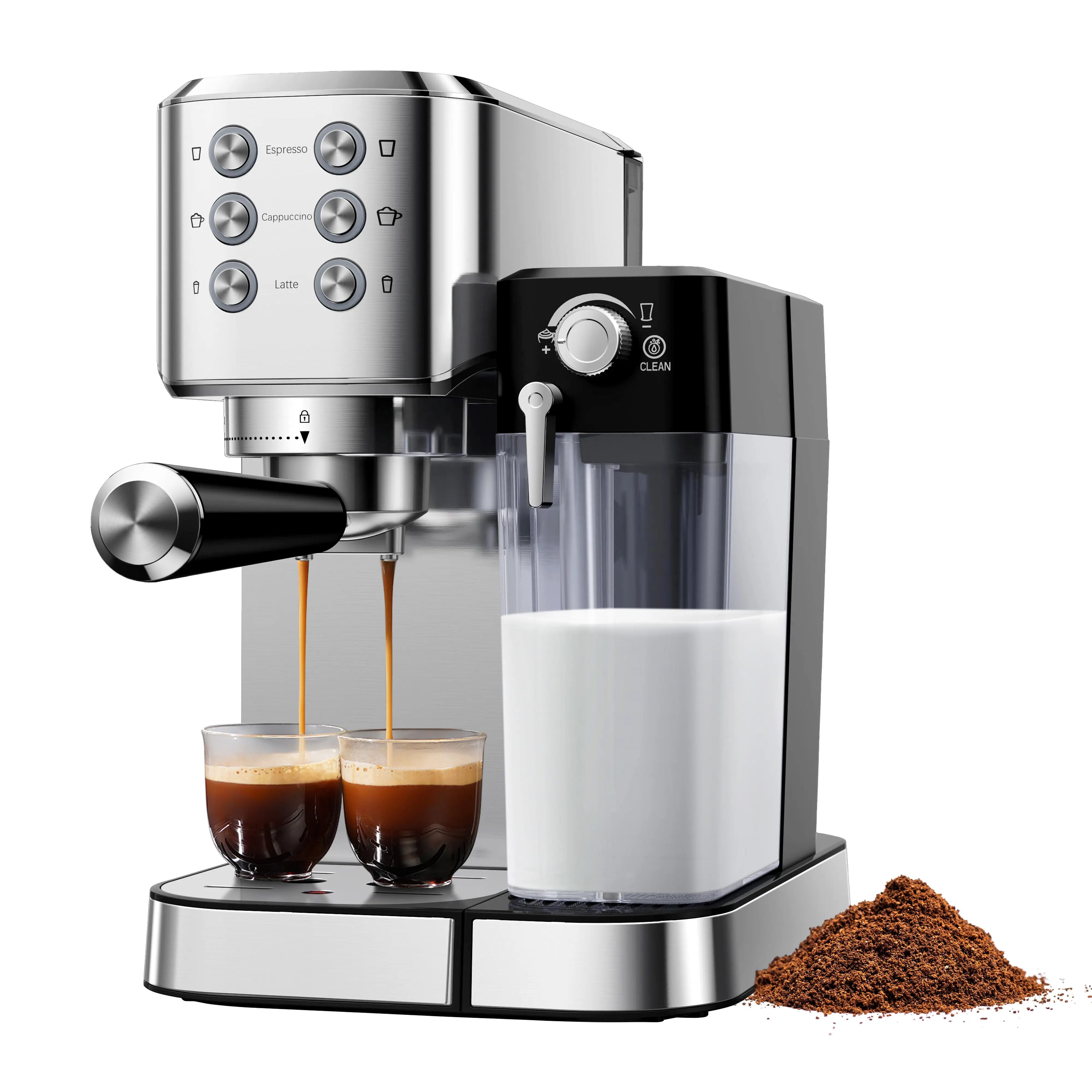 Batedor de leite automático embutido, máquina de café expresso, moedor doméstico de aço inoxidável, 20 barras, café expresso, cappuccino e café com leite