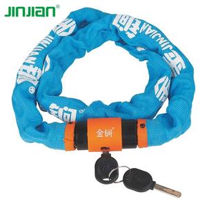 Jinjian serrure de <span class=keywords><strong>porte</strong></span> à chaîne à clé bleue serrure de <span class=keywords><strong>vélo</strong></span> à chaîne solide couverture en nylon avec deux clés capuchon anti-poussière - Product Image 1