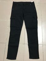 Jean cargo skinny empilé pour homme, effet usé, multi-poches, coupe slim, en denim, style streetwear, pantalon décontracté pour le quotidien