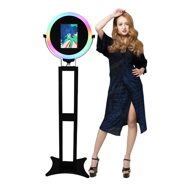 Roaming Ring Light Portable ipad Photo Booth Kiosk Stand Selfie Roamer Machine Photobooth ipad Photo Booth Shell with Lcd Screen