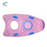 Bouée gonflable durable et personnalisée, design fusée, en matériau solide, couleur unie transparente, pour rivière paresseuse, parcs aquatiques et piscines