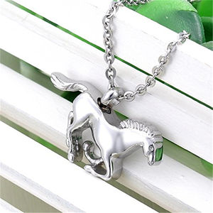 Collana Commemorativa a Forma di Cavallo Swift in Acciaio Inossidabile Placcato Argento, Gioiello Urna per Ceneri Funerarie - Product Image 5