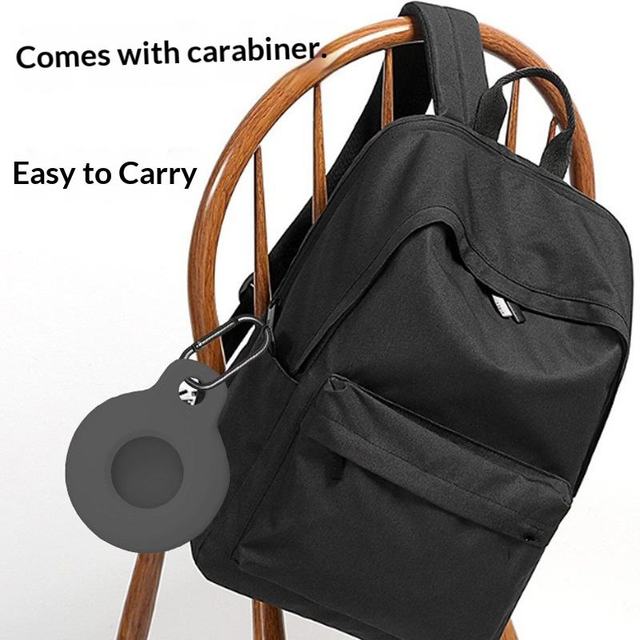 Heavy-Duty Silicone AirTag Holder with Carabiner, Anti-Lost Case for Pet Collar, Kid Backpack & Keychain