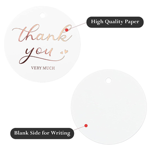 Regalo personalizzato grazie molte etichette rotonde in oro rosa grazie etichette regalo con spago per il matrimonio della festa - Product Image 3