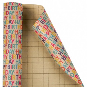 Rollo de Papel Ecológico Personalizado para Feliz Cumpleaños, Recubierto de PE por una Cara, Reciclable, para Envolver Regalos y Manualidades, 100GSM, Impresión Digital - Product Image 1