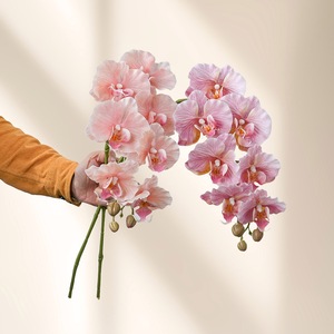 7 pièces tissu fait à la main Phalaenopsis décoratif Simulation fleur neige automne poème Notes plantes vertes mariage MW18906 fabricants - Product Image 2