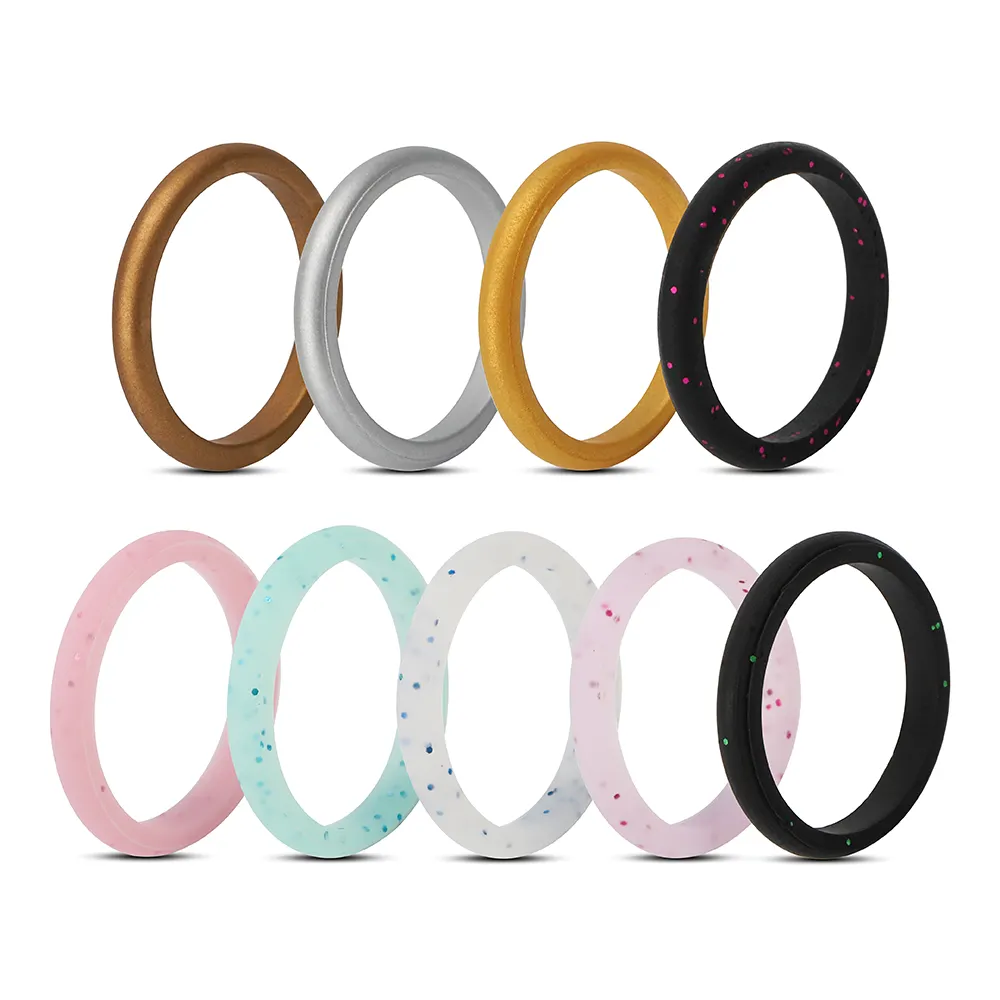 Small Lovely Popular 3mm Silicone Wedding caucho Ring Running spots ring anillo de silicona