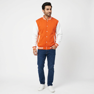 Cheap Price Custom <b>Blank</b> Men's Winter Eco-Friendly Breathable Windproof 100% Cotton Canvas Embroidered Varsity Jacket Front Logo - Product Image 1