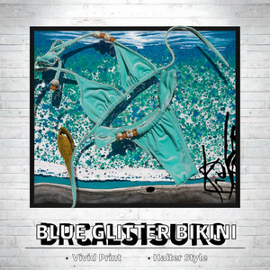 Nuevo Bikini Azul de Dos Piezas con Cuello Halter y Corte Alto, Teñido Liso, de Secado Rápido, Traje de Baño para Mujer - Product Image 2