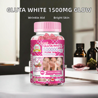 Gluta White 1500mg pour éclaircir la peau, réduit les rides et unifie le teint, favorise la production de collagène pour une peau hydratée, Gommes de Gluta