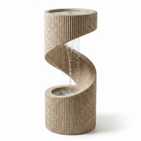 Fuente de Agua Interior y Exterior Ecológica de Resina con Forma Geométrica Moderna 2026, Cascada con Luz LED, Novedades
