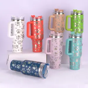 الأكثر مبيعًا طباعة القط الفهد غير القابل للصدأ 40 أونصة من tumblers المحفور بالليزر