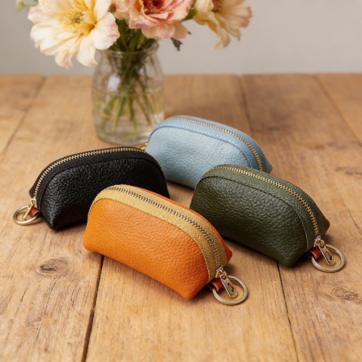 Minimalist Style Lychee Leather Car Key