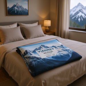 Couverture d'hiver Vianney, taille King, réversible, en polaire Sherpa, design montagne himalayenne, imprimé moderne et pittoresque pour adultes - Product Image 2