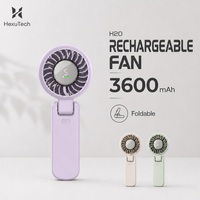Ventilateur portable rechargeable H20 3600mAh avec écran numérique HD, 5 vitesses, moteur sans balais, pliable, USB, vente en gros OEM