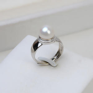 Anillo Abierto de Plata S925 para Mujer, Ajustable, para Cabello, Accesorio para Dedos, Soporte para Perlas de 8-9 mm, Componentes de Joyería 1453 - Product Image 1