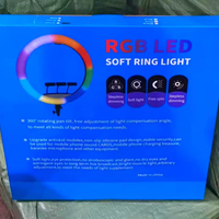 LJJ56RGB 22ihces Ring Light Selfie Ring Light Kit avec 2.1m Trépied 3200-6500K Dimmable LED Ring Light