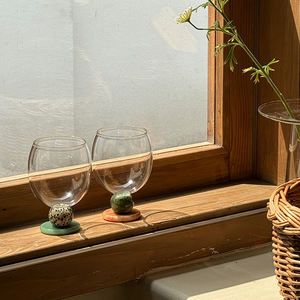 Verre à saké de style japonais avec base en jade, fait à la main, esthétique élevée, tasse à thé, café, jus transparente, vaisselle créative pour la maison, cadeau - Product Image 3