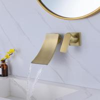 Robinet mural cascade moderne monotrou pour hôtel, cartouche céramique, laiton brossé doré, certifié NSF, pour approvisionnement transfrontalier
