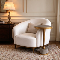 Mobilier moderne contemporain de luxe pour la maison, table basse ronde en acier inoxydable doré, marbre noir naturel, métal, petit coin