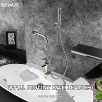 Robinet de douche mural apparent en laiton à double poignée avec jet de pluie et cartouche céramique pour baignoire