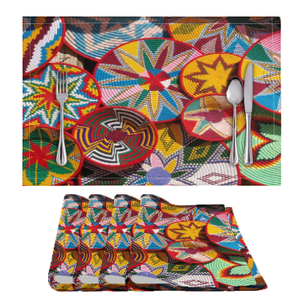 Manteles Individuales con Logotipo Tejido de Flores Coloridas Etíopes Impresos en 3D Personalizados, Manteles de Algodón y Lino Ecológicos para el Hogar, <span class=keywords><strong>Restaurante</strong></span> y Cocina - Product Image 3