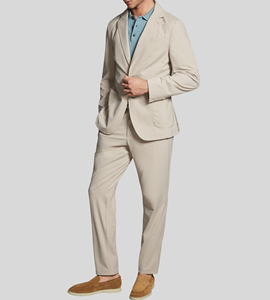 Hochwertige Freizeit anzüge High <span class=keywords><strong>Spandex</strong></span> Beige Blazer Jacken Kordel zug Elastische Taille Zweiteiliges Slim Fit Anzug Set für Männer