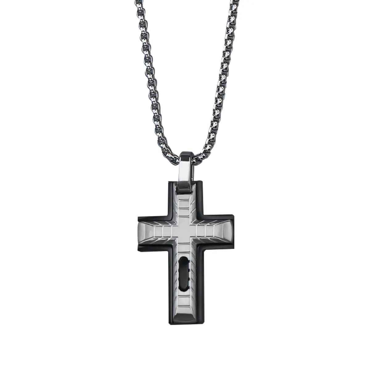 High Quality Fashion Stainless Steel Cross Pendant Necklace For Women Men Silver Black Chain Prayer Choker Jewelry