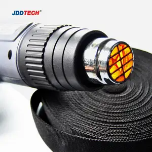 High temperature braided sleeving 2:1 halogen free heat shrinkable rubber pipe textile sleeve