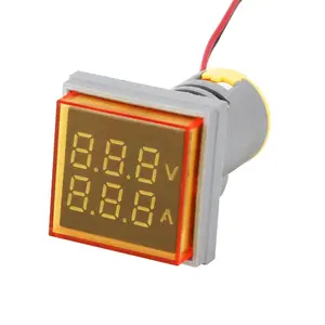 Yellow LED Digital Voltage Tester Current Detector Square 22mm Dual Display Panel Voltmeter Ammeter 50-500V Meter Indicator